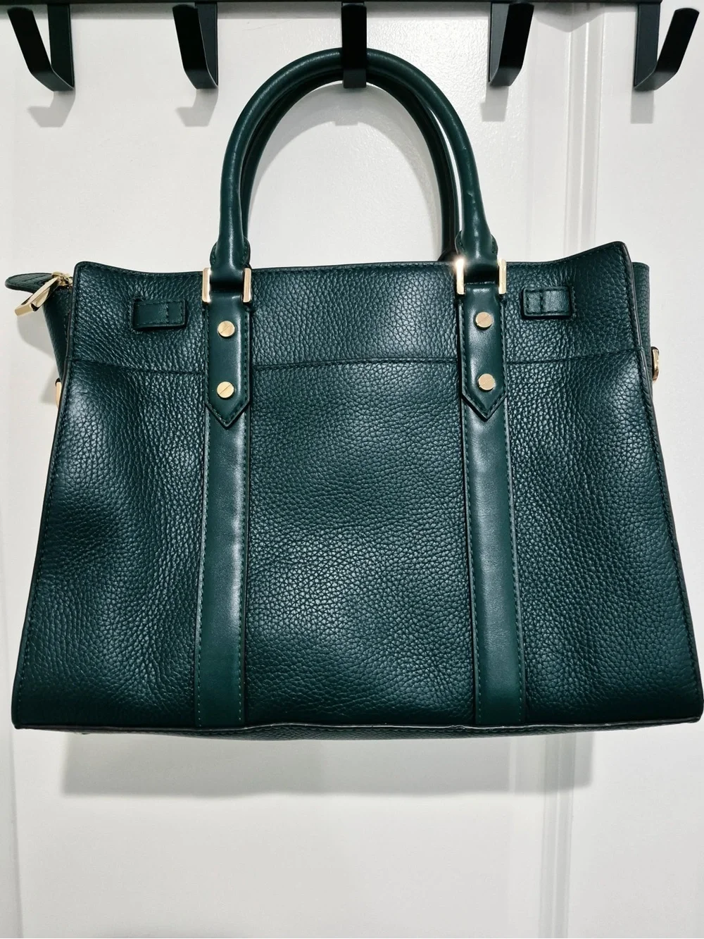 Michael Kors Green Leather nouveau Hamilton large Satchel with Gold Hardware
